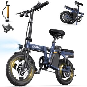 INSDRGN Folding Electric Bike, 650W Peak Motor