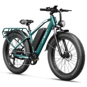 Jasion EB5 MAX Electric Bike for Adults with 1500W Peak Motor, 48V 15Ah (720Wh) Battery Electric Mountain Bike, 26'' x 4'' Fat Tire Ebike, 28+MPH Speed, Cruise Control, with Fenders, Rear Rack