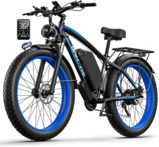 (24" V7 Blue 52V 19.2Ah Battery Electric Bike for Adults, 1500W Peak 2000W EBike Up to 36 MPH and 70…