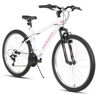 26 Inch Womens and Mens Mountain Bike, 18 Speed Steel Frame Adult Bicycle, MTB Bikes with Suspension…